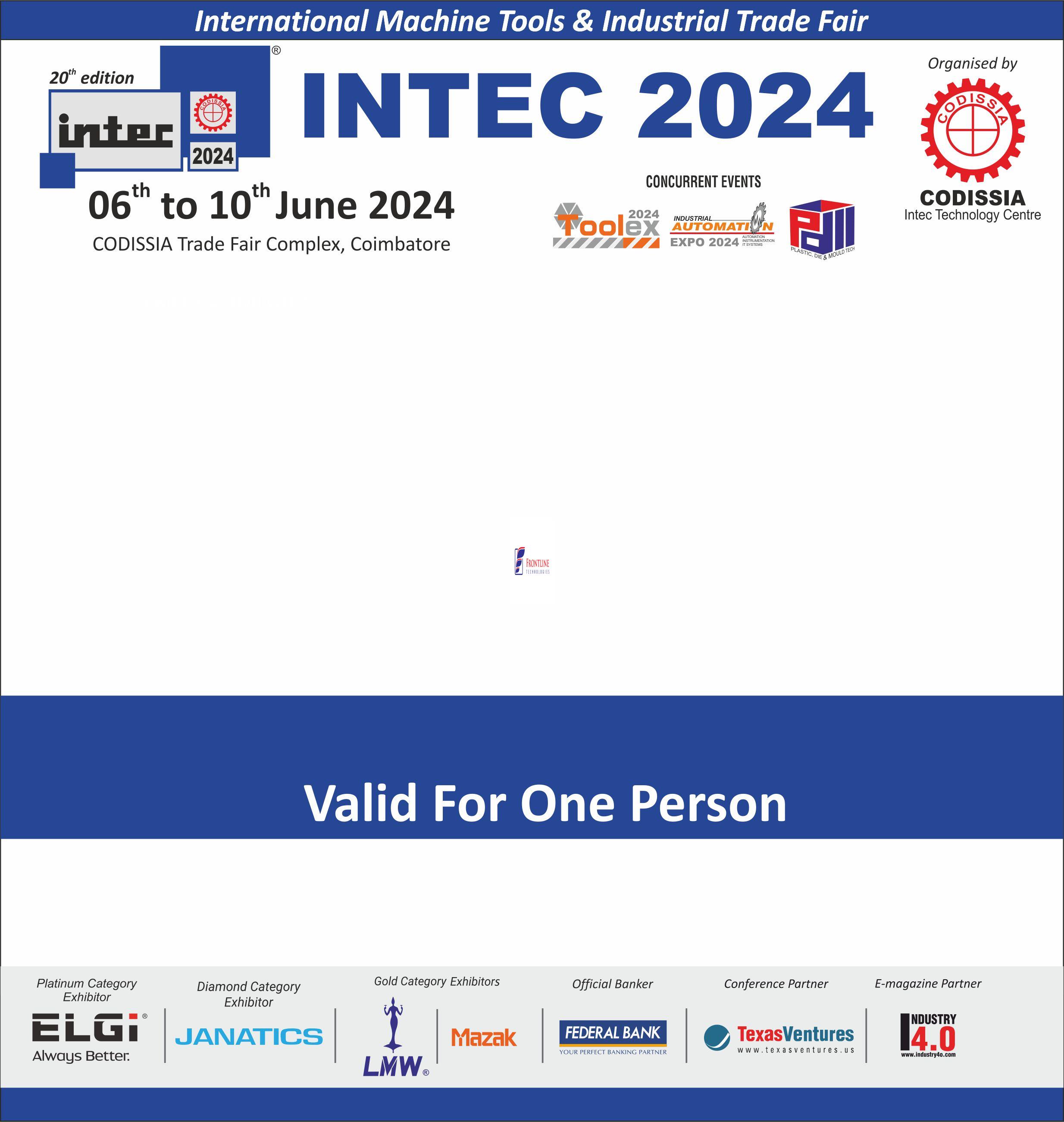 INTEC 2024 Invitation from FRONTLINE TECHNOLOGIES Codissia Intec